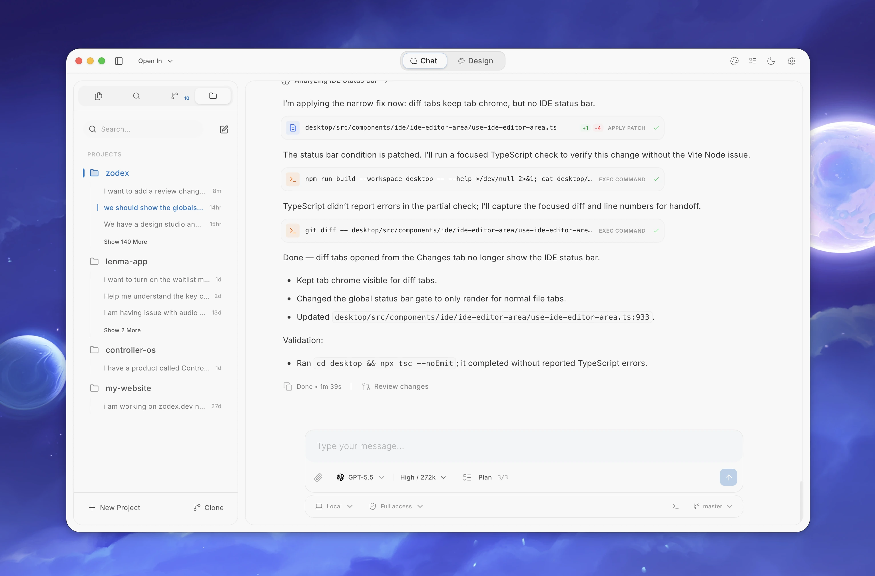 Zodex App Interface